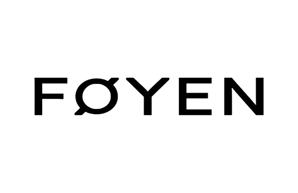 Logo for Føyen, featuring bold text with a circular design element.