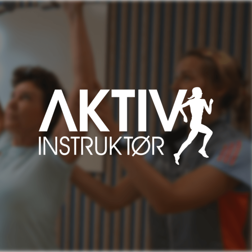 Logo of AKTIV INSTRUKTØR with a silhouette of a person running in a fitness setting.