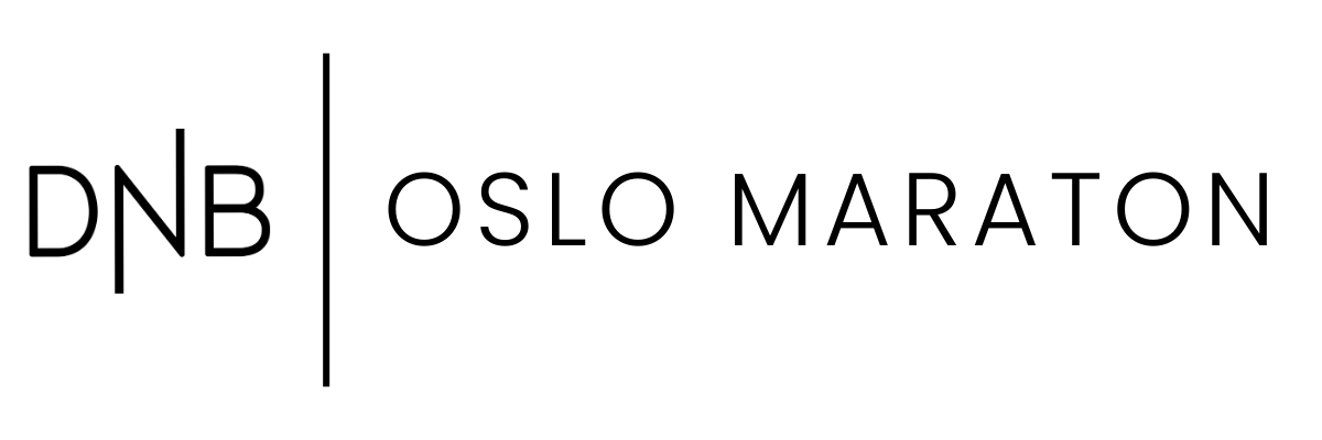 Logo for DNB Oslo Maraton med tekst i svart på hvit bakgrunn.